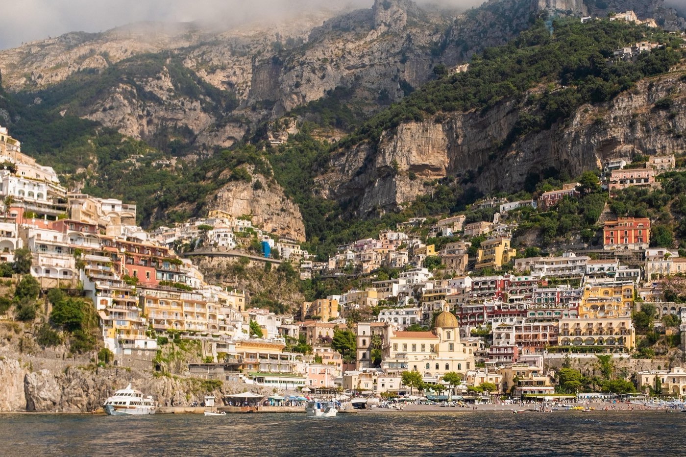 Positano's pastel houses tumbling toward the sea